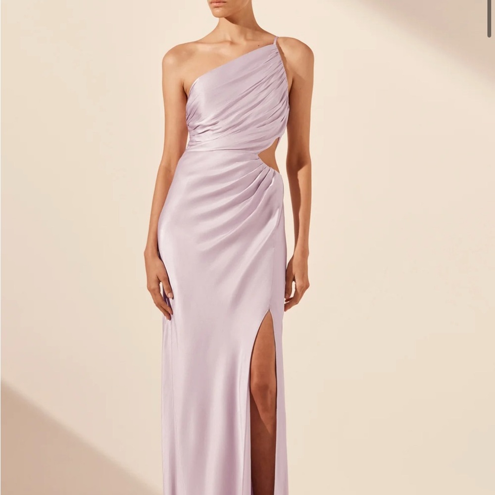 Shona Joy La Lune Asymmetrical Gathered Maxi Dress - Lilac - size 8